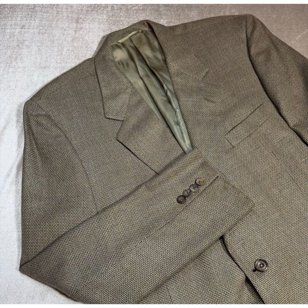 Vintage Hickey Freeman 44L Silk Wool Sport Coat Blazer Brown USA Union Made